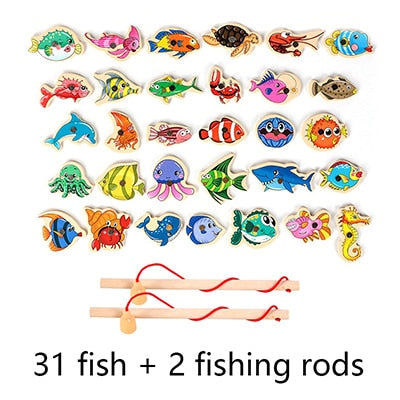 children magnetic fishing poles Wooden Magnetic Fishing Game – Real Tout Petit Toys